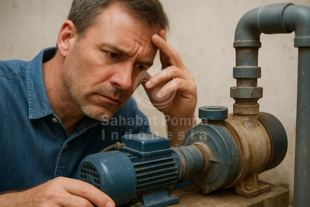 teknisi memeriksa pompa air industri